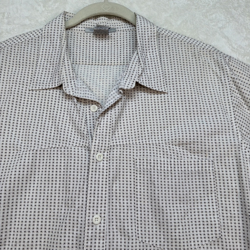 Marithe‎ Francois Girbaud Shirt Polka Dot Button Up Cream Short Sleeve XL